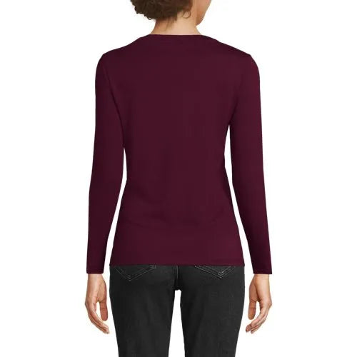 School Uniform Women's Supima Jersey Long Sleeve Button Henley