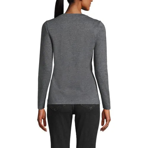 School Uniform Women's Supima Jersey Long Sleeve Button Henley