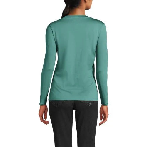 School Uniform Women's Supima Jersey Long Sleeve Button Henley