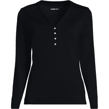 School Uniform Women's Supima Jersey Long Sleeve Button Henley