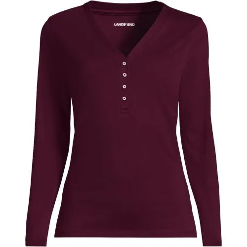 School Uniform Women's Supima Jersey Long Sleeve Button Henley