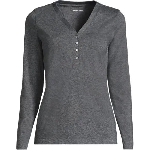School Uniform Women's Supima Jersey Long Sleeve Button Henley