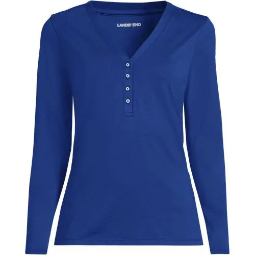 School Uniform Women's Supima Jersey Long Sleeve Button Henley