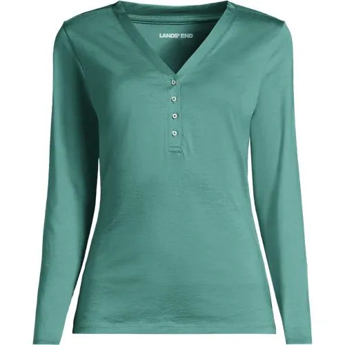 School Uniform Women's Supima Jersey Long Sleeve Button Henley