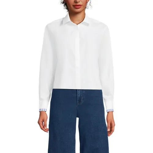 Women's Carefree Cotton Shirt with Removable Bow