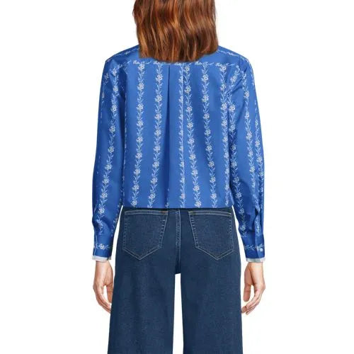 Women's Carefree Cotton Shirt with Removable Bow