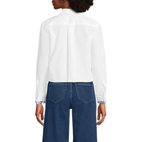 Women's Carefree Cotton Shirt with Removable Bow