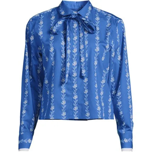 Women's Carefree Cotton Shirt with Removable Bow