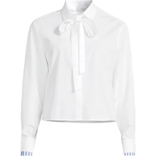Women's Carefree Cotton Shirt with Removable Bow