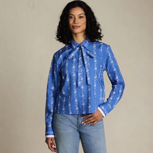 Women's Carefree Cotton Shirt with Removable Bow