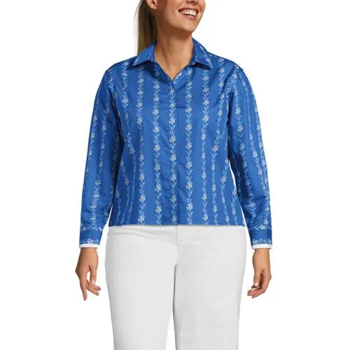 Women's Carefree Cotton Shirt with Removable Bow