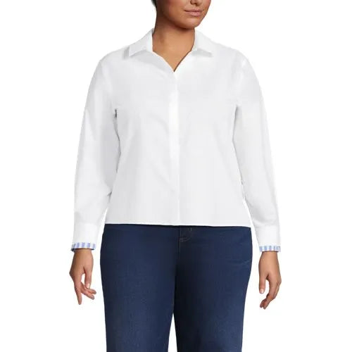 Women's Carefree Cotton Shirt with Removable Bow