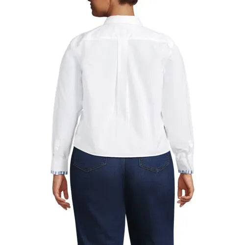 Women's Carefree Cotton Shirt with Removable Bow