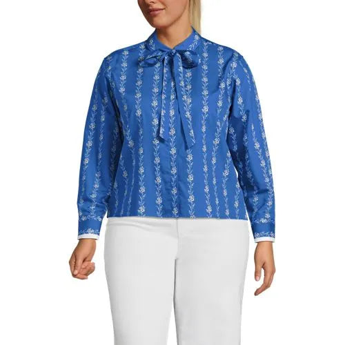 Women's Carefree Cotton Shirt with Removable Bow