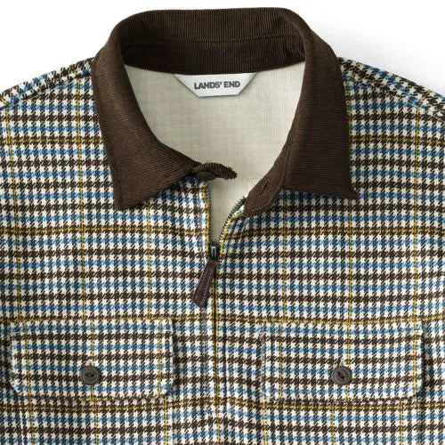 Men's Long Sleeve Corduroy Collar Bedford Rib Quarter Zip
