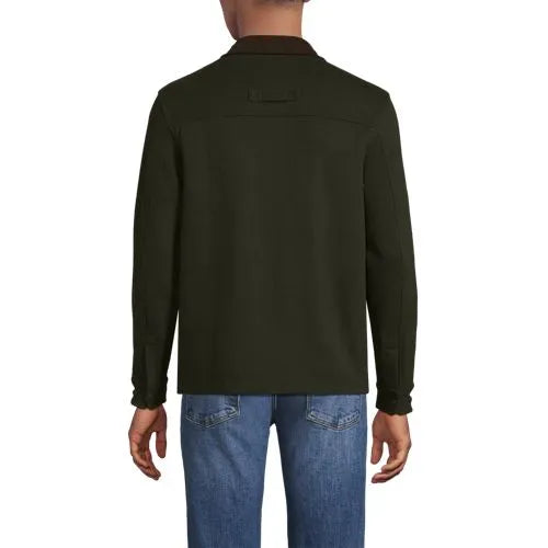 Men's Long Sleeve Corduroy Collar Bedford Rib Quarter Zip