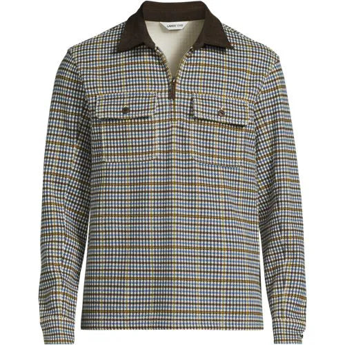 Men's Long Sleeve Corduroy Collar Bedford Rib Quarter Zip