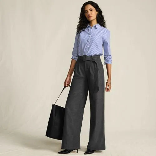 Women's Brushed Flannel Mid Rise Wide Leg Trousers