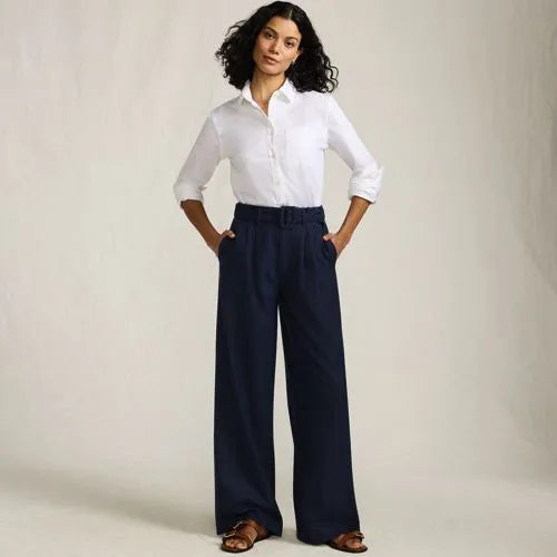 Women's Brushed Flannel Mid Rise Wide Leg Trousers