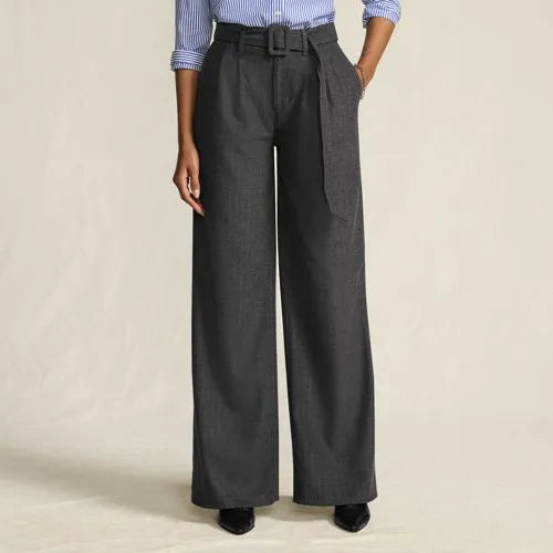 Women's Brushed Flannel Mid Rise Wide Leg Trousers