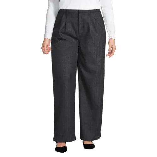 Women's Brushed Flannel Mid Rise Wide Leg Trousers