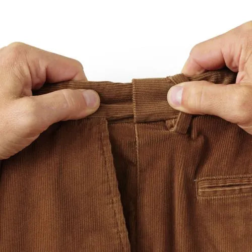 Men's Corduroy Comfort Waist Classic Fit Plain Front Pant