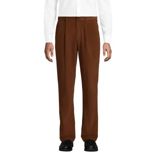 Men's Corduroy Comfort Waist Classic Fit Pleated Front Pant
