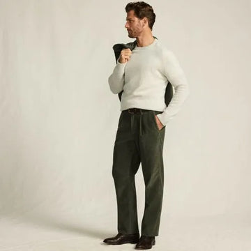 Men's Corduroy Comfort Waist Classic Fit Pleated Front Pant
