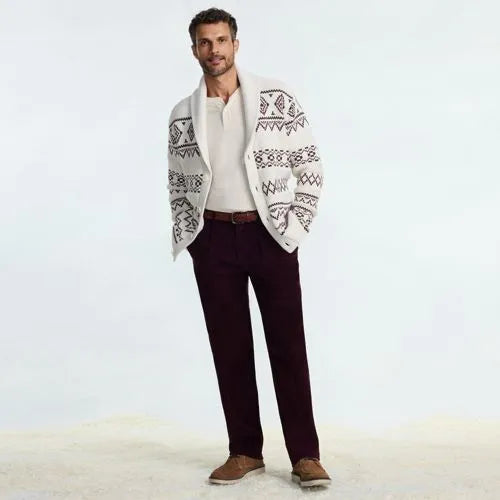 Men's Corduroy Comfort Waist Classic Fit Pleated Front Pant