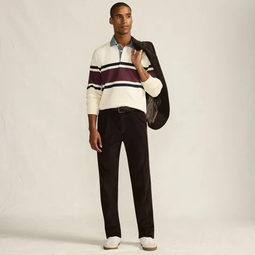 Men's Corduroy Comfort Waist Classic Fit Pleated Front Pant