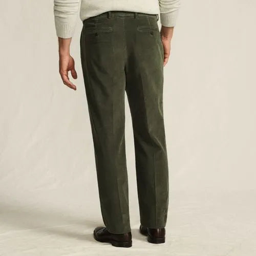Men's Corduroy Comfort Waist Classic Fit Pleated Front Pant