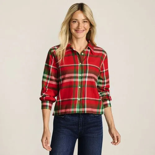 Women's Cropped Flannel Shirt
