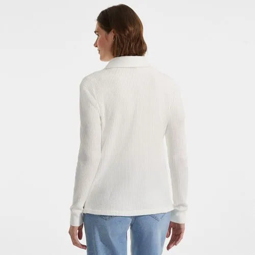 Women's Long Sleeve Waffle Collared Shacket