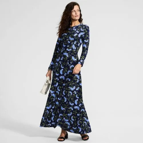 Women's Silky Knit Ruched Maxi Dress