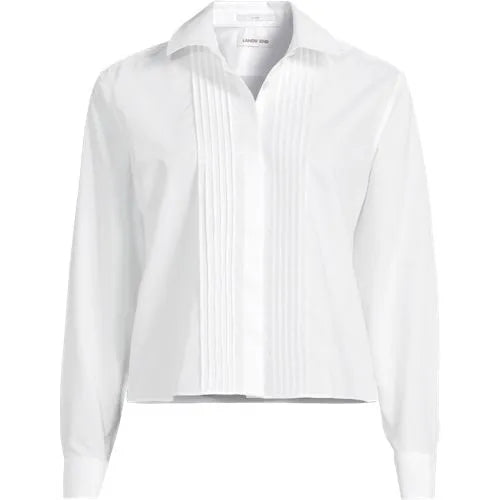 Women's Plus Size Boxy Cropped No Iron Pintuck Shirt