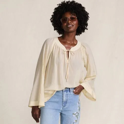 Women's Voile Tie Neck Poet Blouse