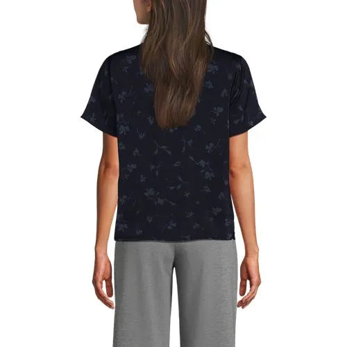 Women's Charmeuse Short Sleeve Cowl Neck Top