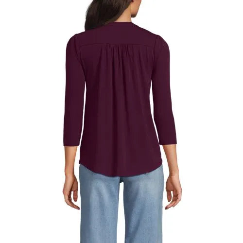 Women's 3/4 Sleeve Lightweight Jersey Embellished Top