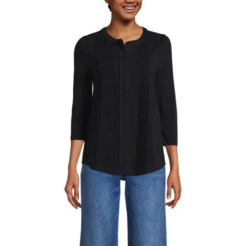 Women's 3/4 Sleeve Lightweight Jersey Embellished Top