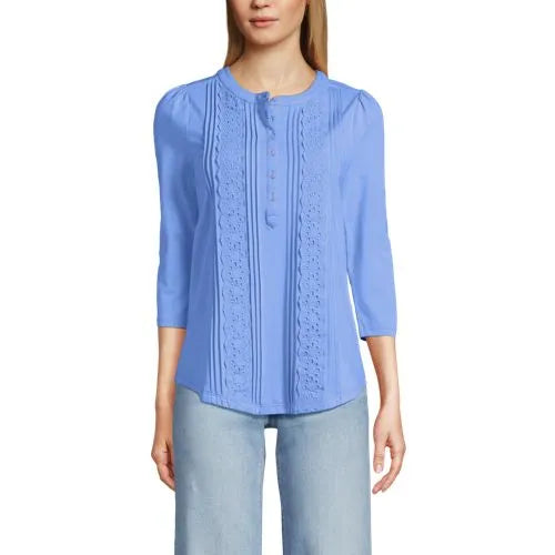 Women's 3/4 Sleeve Lightweight Jersey Embellished Top