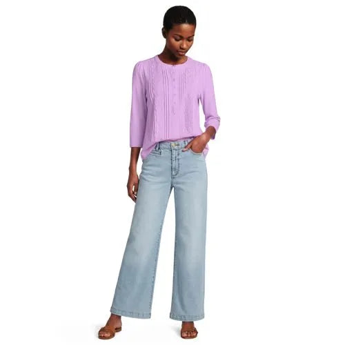 Women's 3/4 Sleeve Lightweight Jersey Embellished Top