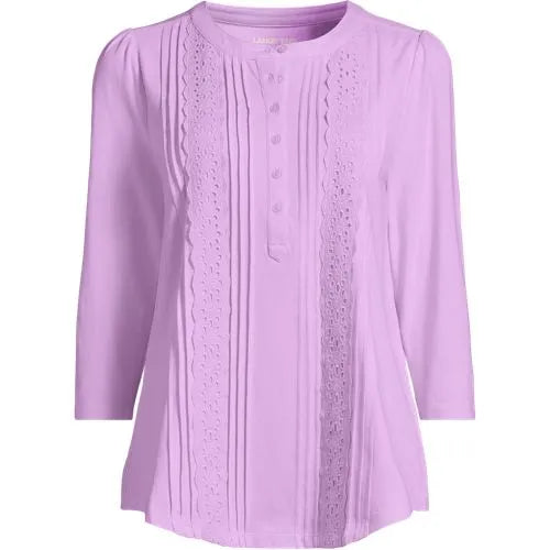 Women's 3/4 Sleeve Lightweight Jersey Embellished Top