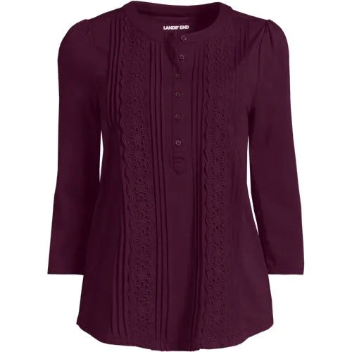 Women's 3/4 Sleeve Lightweight Jersey Embellished Top