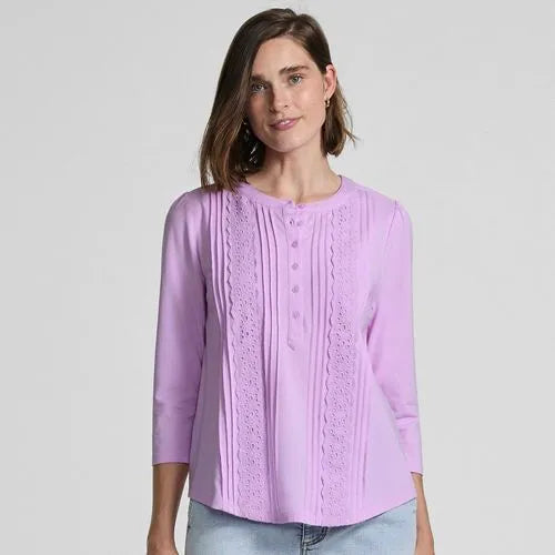 Women's 3/4 Sleeve Lightweight Jersey Embellished Top