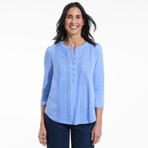 Women's 3/4 Sleeve Lightweight Jersey Embellished Top