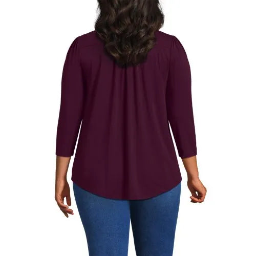 Women's 3/4 Sleeve Lightweight Jersey Embellished Top