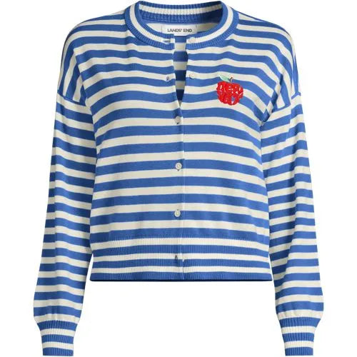 Women's Modern Length Fine Gauge Crew Neck Cardigan Sweater