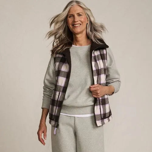 Women's Sherpa Fleece Reversible Mixed Media Vest