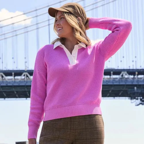 Women's Drifter Rugby with Woven Collar Sweater
