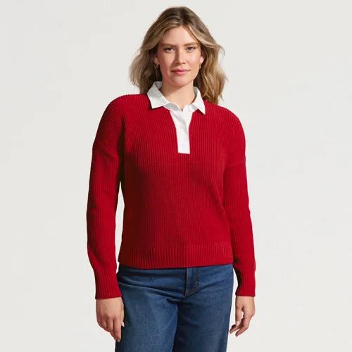 Women's Drifter Rugby with Woven Collar Sweater